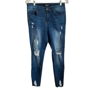 Enjean High Rise Skinny‎ Distressed Ankle Skinny